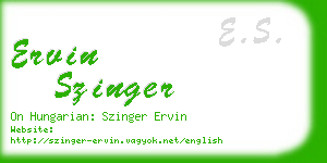 ervin szinger business card